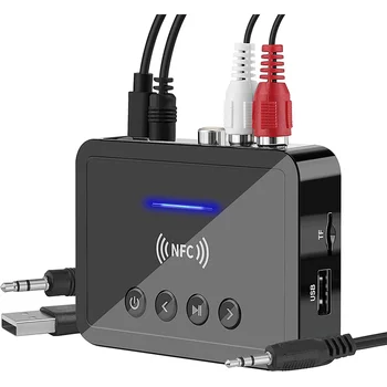 Приемник Передатчик Bluetooth 5.0 FM Стерео AUX 3,5 мм Разъем RCA Беспроводной NFC Bluetooth Аудиоадаптер для телевизора ПК Наушников