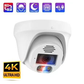 Techage UHD 4K 8MP 5MP POE IP-камера с Подсветкой Красного Цвета Smart AI Face Detection Водонепроницаемая Цветная Камера Безопасности Ночного Видения