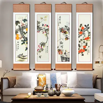 Традиционная китайская картина на холсте с цветочным рисунком, настенный декор в виде цветов, Гостиная, спальня, украшение для домашнего офиса, Висячие плакаты