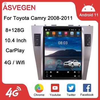 10,4 ”Android 11 Автомобильный Мультимедийный Плеер Для Toyota Camry 2008-2011 Аудио Радио GPS Навигация Wifi Bluetooth Стерео Экран Tesla