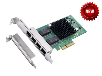 PCI-Express X4 4-Портовая плата контроллера Gigabit Ethernet Intel I350-AM4 с набором микросхем Поддерживает низкопрофильный кронштейн PCIE до 10/100/1000 Мбит/с