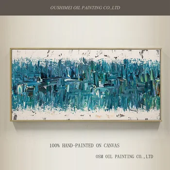 Превосходный художник, ручная роспись, высококачественная абстрактная синяя картина маслом на холсте, лучшая современная декоративная картина для гостиной
