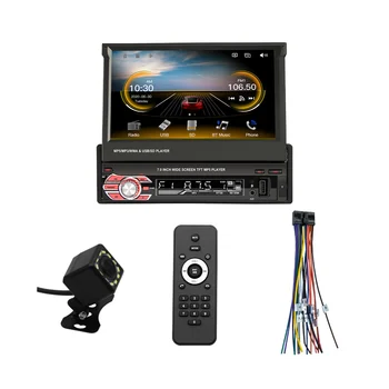 7-дюймовая Автомобильная стереосистема с ручным переключением, Carplay Android Auto, радио с сенсорным экраном на один Din HD, камера заднего вида с зеркальной связью FM Bluetooth