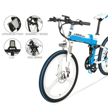 Двухколесный Электрический Скутер Электрический Велосипед 26 Дюймов 240 Вт 48 В Складной Электрический Горный Электрический Велосипед со съемной батареей
