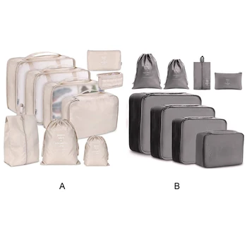 Упаковочные Кубики из 9 предметов, Водонепроницаемый Органайзер для багажа, Одежда, Бюстгальтер, сумка для хранения на шнурке, разные размеры для путешествий на открытом воздухе