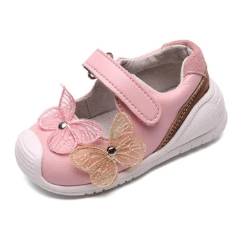 Весенне-осенняя обувь для маленьких девочек, Детская кожаная обувь, Детские повседневные кроссовки, кроссовки с милой бабочкой для девочек