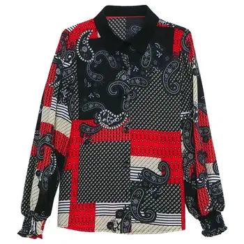 Женская одежда, Весенне-осенняя Шифоновая Рубашка с длинными рукавами, Корейская Свободная Маленькая рубашка в западном Стиле, Внутренняя Базовая рубашка, Топы