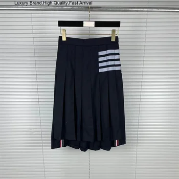 Модная корейская высококачественная брендовая женская плиссированная оригинальная полосатая дизайнерская женская Роскошная Длинная юбка высокого качества, знаменитая юбка-полукомбинезон