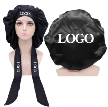 2021 оптовая продажа с фабрики Индивидуальный дизайн печати логотипа, спальный колпак, шляпа для красоты, шелковый атласный чепчик для волос
