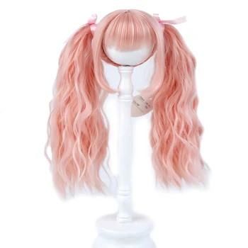 1/4 7-8 дюймовые кукольные волосы с розовыми косичками, длинные кудрявые синтетические локоны для BJD SD, аксессуары для кукольного парика
