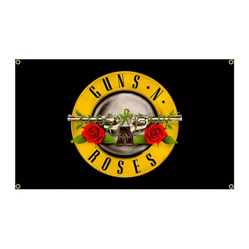 90x150 см Флаг рок-группы Guns And Roses с принтом из полиэстера, классический Баннер для вечеринки или спальни для украшения
