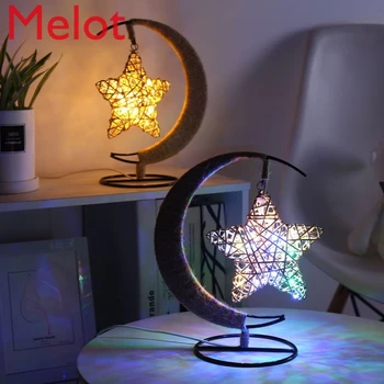 Креативная романтическая настольная лампа XINGX из ротанга, светодиодная маленькая ночная лампа, подарок на день рождения для подруги, аксессуары для украшения дома