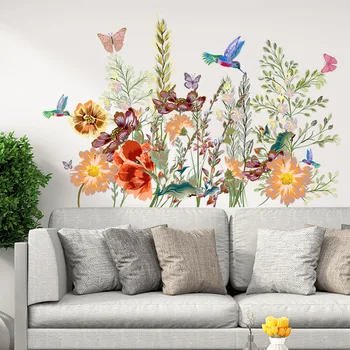 Наклейки на стену в саду с птицами и бабочками, милые наклейки на кровать для спальни, гостиной, украшения фона стены
