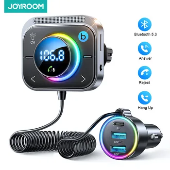 Joyroom Bluetooth 5.3 Автомобильный адаптер FM/AUX Передатчик Установка вентиляционного отверстия 3 порта быстрой зарядки Автомобильный передатчик зарядное устройство
