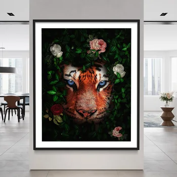 Тропическая Красота Цветок Тигр Картина на холсте Природа, Дикая природа, Плакат с изображением животных, Настенная Художественная картина, Украшение для гостиной, дома