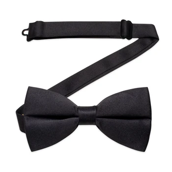 Классический Черный атласный галстук-бабочка для мужчин и мальчиков, аксессуар для свадебной рубашки, модный Регулируемый галстук-бабочка для отца и сына, предварительно завязанный узлами