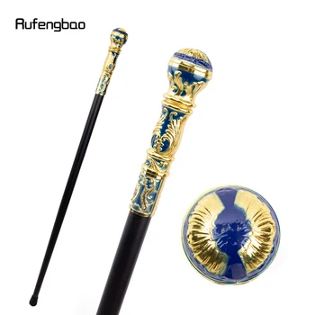 Синяя Золотая роскошная круглая ручка, модная одинарная трость для ходьбы, Декоративная трость для Косплея, посох на Хэллоуин, 93 см