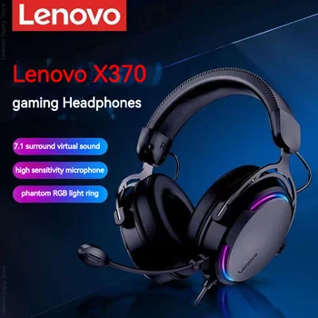 Наушники Lenovo X370 RGB проводные наушники Pc learning наушники с микрофоном шумоподавляющая цветная кольцевая гарнитура gamer