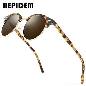 Поляризованные солнцезащитные очки из ацетата ГЕПИДЕМ Для Мужчин 2020, Новые женские Брендовые дизайнерские солнцезащитные очки в стиле Ретро, Винтажные Круглые Солнцезащитные очки для мужчин 9123