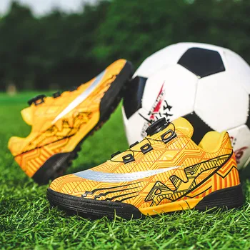 Новая высококачественная ручка TF Детская футбольная обувь Профессиональные дышащие футбольные бутсы для мальчиков Нескользящая спортивная обувь для девочек