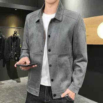Высококачественная замшевая Новая куртка, мужская куртка с лацканами, подростковая куртка в корейском стиле, красивый универсальный повседневный топ