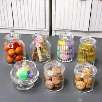 Кукольный Домик Мини Печенье в горошек, стеклянная банка для печенья в форме сердца, модель для кукольного домика, аксессуары для украшения мебели