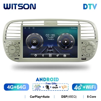WITSON Автомобильный Стерео Android 13 Мультимедийный плеер для FIAT 500 2007-2015 Встроенный DSP Carplay Радио Авто Bluetooth GPS Навигация