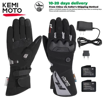 Перчатки KEMIMOTO с электрическим подогревом, Лыжные Мотоциклетные перчатки с сенсорным экраном, Водонепроницаемые Термоусадочные рукавицы с перезаряжаемым подогревом