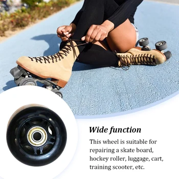 Колесо для обуви для катания на роликовых коньках, Нескользящие Эластичные Хоккейные ролики, Сменные Ролики из искусственной кожи, Аксессуар для скейтборда, Черный 64 мм
