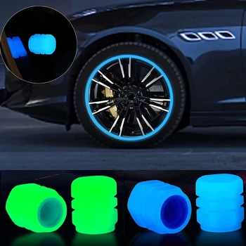 Новые Светящиеся Колпачки клапанов автомобильных шин, крышки для обода колеса, Пылезащитные Водонепроницаемые крышки для Авто, мотоцикла, велосипеда, светящиеся в темноте