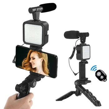 Портативный Комплект для Видеоблогинга Видео со Штативом Bluetooth Управление для Зеркальной камеры Смартфона Youtube Подставка для Фотосъемки Микрофон