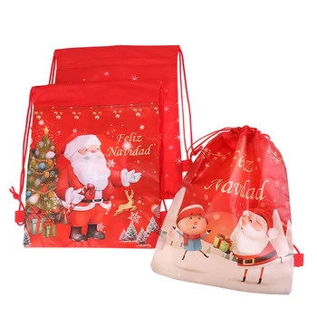 Рождественские сумки на шнурке Санта-Клауса, Детские сувениры, Рюкзак из нетканой ткани, День рождения, Вечеринка, Принадлежности для путешествий, Упаковка для хранения