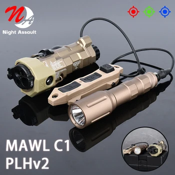 Настоящий MAWL C1 Металлический Тактический Страйкбол IR Visble LED Красно-Зеленый Лазер Modlit PLHv2 Gun Light 1300 Люмен High Power Weapon Flashligh