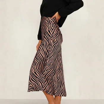 Женская юбка с разрезом с высокой талией, повседневная юбка средней длины, облегающая универсальная женская уличная одежда, Горячая женская сексуальная юбка с принтом зебры