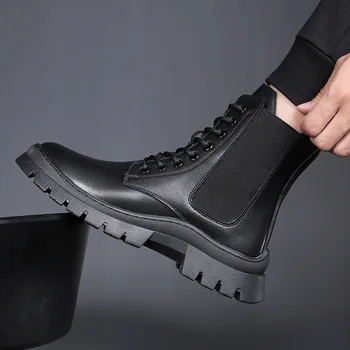 мужские военные ботинки для отдыха, брендовая дизайнерская осенне-зимняя обувь, ковбойские оригинальные кожаные ботинки на платформе, армейские короткие ботинки zapatos
