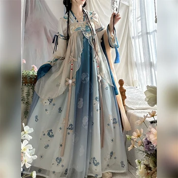 Весенне-летний будуарный стиль, оригинальная юбка Hanfu, 2 цвета по желанию, юбка длиной до груди с вышивкой и принтом феи Hanfu