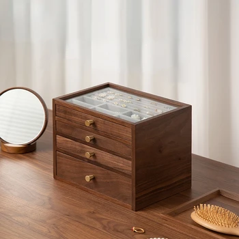 Высококачественный деревянный органайзер для хранения, многослойный ящик, шкатулка для ювелирных изделий, Решетчатый дизайн, косметичка для хранения, практичная и универсальная шкатулка для часов