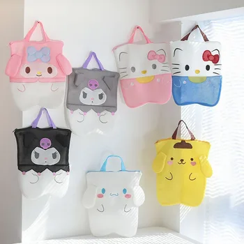 Пляжная сумка Sanrio Hello Kitty Cinnamoroll My Melody Kuromi, Новая Домашняя Одежда, Мелкоячеистая Противоизносная Сумка для Белья, Сетчатая сумка
