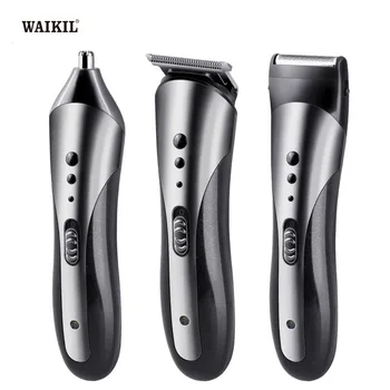 Многофункциональный набор для стрижки бороды WAIKIL, Перезаряжаемая мужская бритва, Машинка для стрижки волос и Триммер для носа