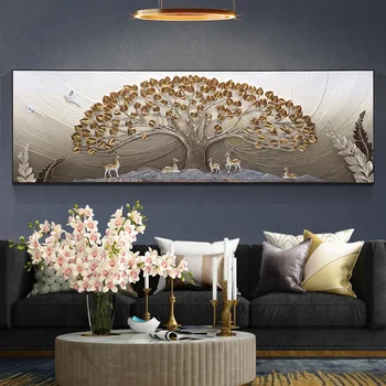 Украшение гостиной Картина 3D Стена Современный Простой Баннер Fortune Tree Fortune Атмосферный Рельеф Висящая Картина Настенное Искусство
