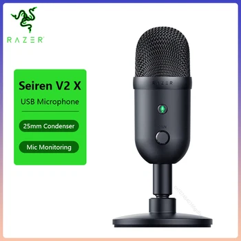 Конденсаторный микрофон Razer Seiren V2 X USB для потоковой передачи и игр на ПК с Суперкардиоидным звукоснимателем/Встроенный амортизатор