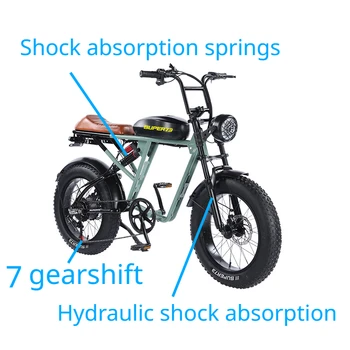 Велосипед RX Type E, Электрический Велосипед с толстыми шинами, Снегоход для Бездорожья с горным песком, литиевая батарея 48V400W с 7 переключениями передач