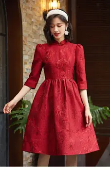 Высококачественная Китайская Одежда Для Свадебной вечеринки, Красное Платье Подружки Невесты Cheong-sam