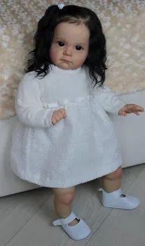 Кукла Bebe 60 см, Возрожденный малыш Мэгги, с черными волосами, мягкая на ощупь 3D-кожа с видимыми венами, высококачественная художественная кукла