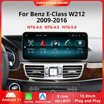 Автомобильный GPS-навигатор NAVIGUIDE Android 12, экран Carplay, радио для Mercedes W212 2009-2016, мультимедийный плеер SIM GPS, монитор