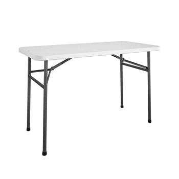 4 фута Прямой складной стол для работы, белый, для помещений и улицы, Переносной стол, для кемпинга, для тайлгейтинга и стол для рукоделия