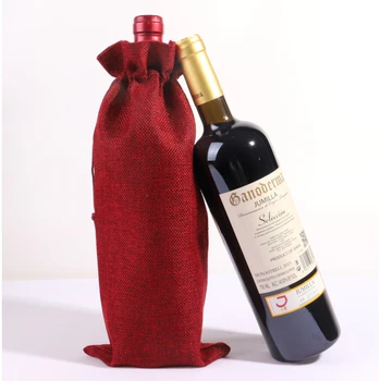 10 шт./лот, 15x35 см, Льняные сумки для бутылок вина с завязками, сумка для вина, украшение для свадебной вечеринки, Сумки для вина, Подарочная сумка для шампанского