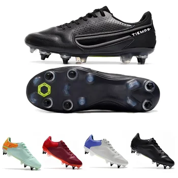 Футбольные бутсы SG, обувь Tiempo Legends 9 Elite Lucent Blueprint, черный Pro, набор для подзарядки, Металлический, с защитой от засорения