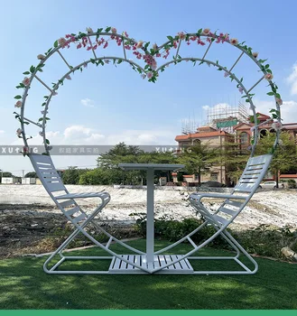 Уличная мебель в форме сердца, комбинированная кассета, садовый дворик, водонепроницаемая и солнцезащитная мебель для столов и стульев
