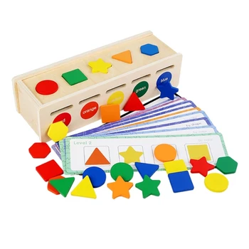 D7WF Геометрическая форма игрушки Коробка для сортировки цветов Игрушка Деревянная Головоломка Детская игрушка Монтессори